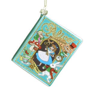 Alice in Wonderland Glass Book Christmas Tree Decoration
