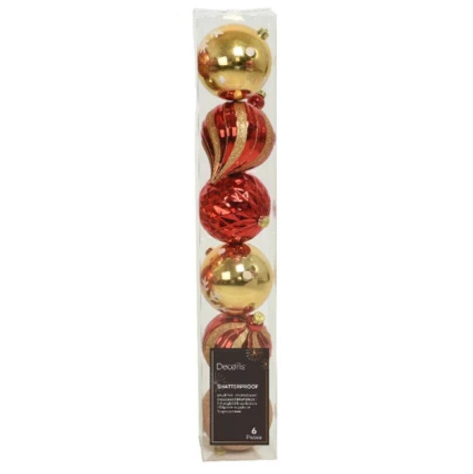 Large Red And Gold Christmas Baubles Set