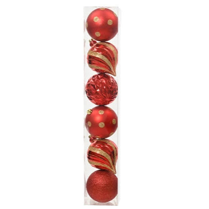 Large Red and Gold Christmas Bauble Set 15cm