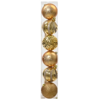 Large Gold Christmas Bauble Set 15cm