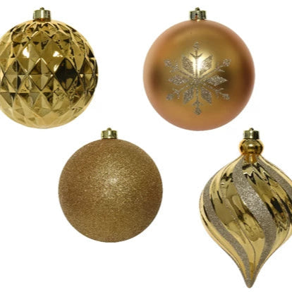 Large Gold Christmas Bauble Set 15cm