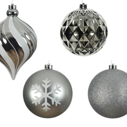 Large Silver Christmas Bauble Set 15cm