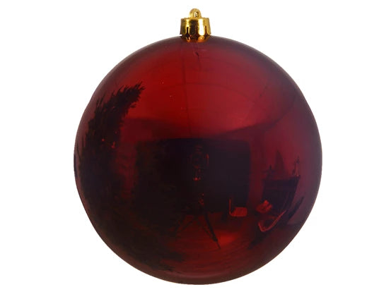 Large Oxblood Shiny Christmas Bauble 20cm