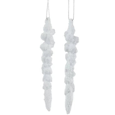 Set of 2 White Icicle Hanging Christmas Decoration