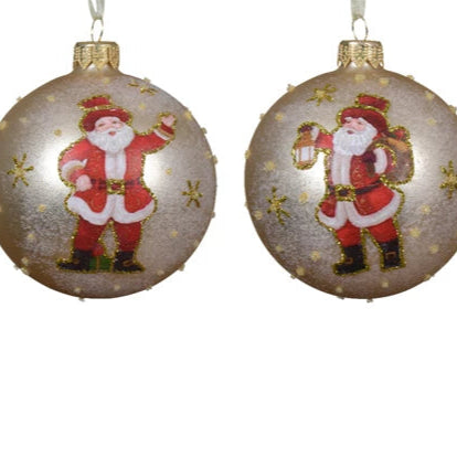 Santa Pearl Glass Christmas Bauble
