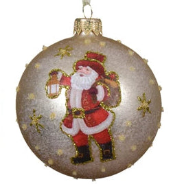 Santa Pearl Glass Christmas Bauble