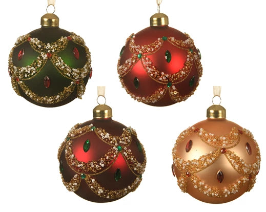 Ornate Glass Christmas Baubles Assorted