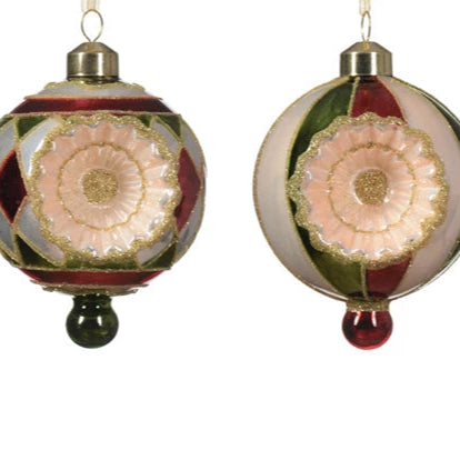 Retro Harlequin Pattern Glass Christmas Bauble Assorted
