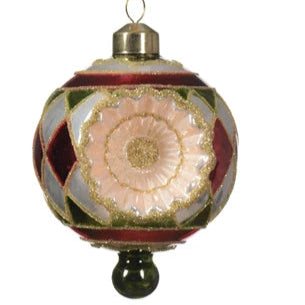 Retro Harlequin Pattern Glass Christmas Bauble Assorted
