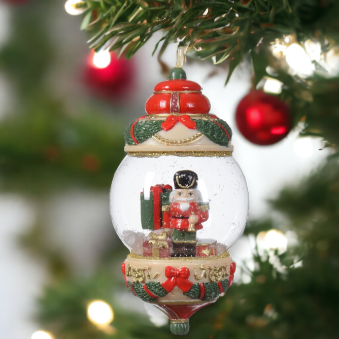 Christmas Snowglobe Nutcracker Hanging Decoration