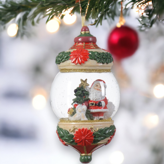 Christmas Snow Globe with Santa Hanging Decoration