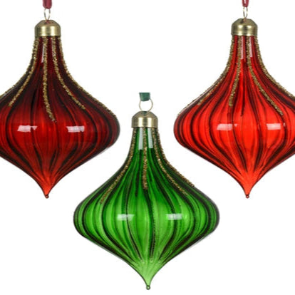 Teardrop Coloured Glass Christmas Bauble Assorted