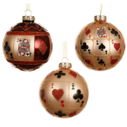 Playing Card Design Glass Christmas Bauble - Assorted