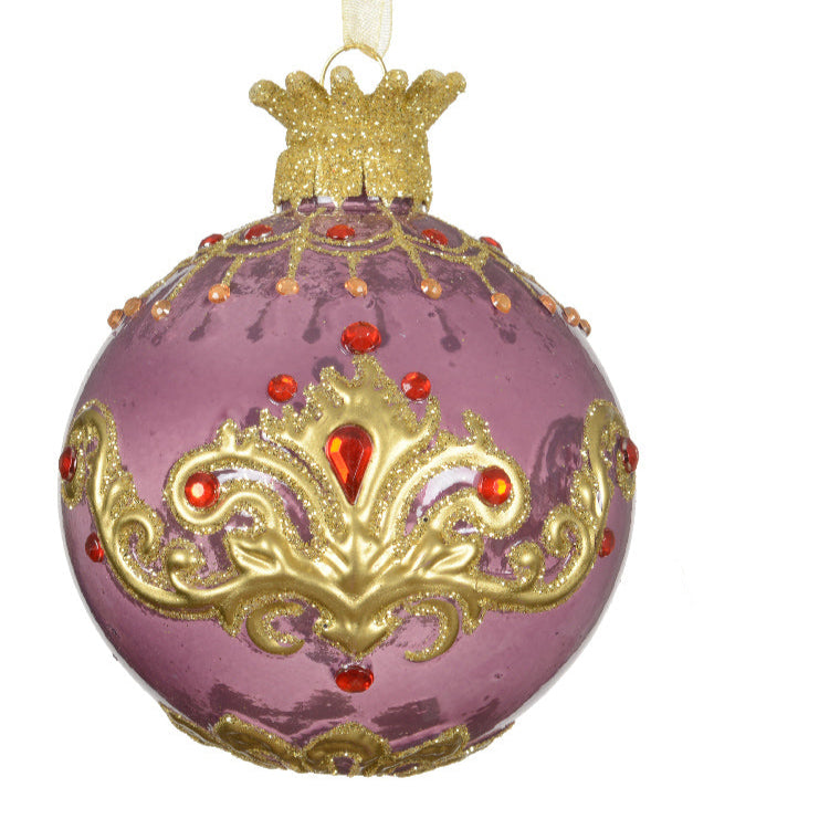 Crown Design Christmas Glass Bauble