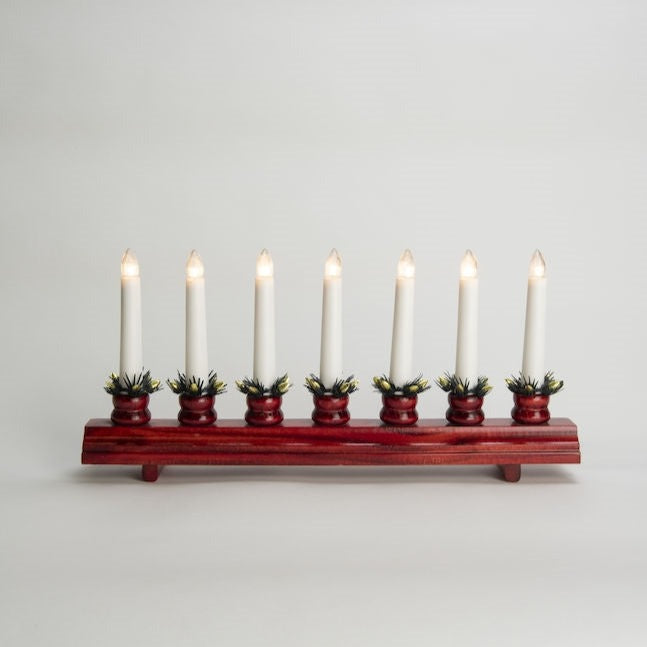 Red 7 Bulb Traditional Christmas Candle Bridge