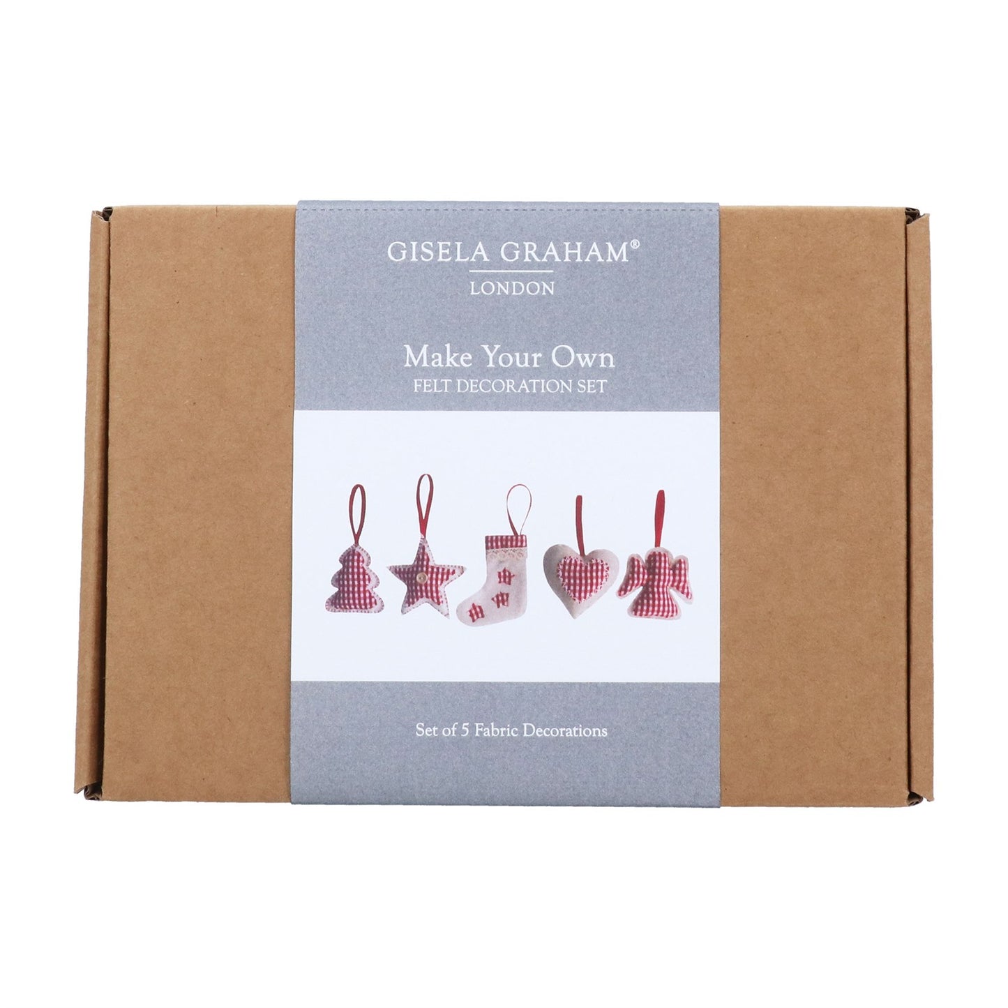 Giseela Graham London felt decoration set packaging on a white background