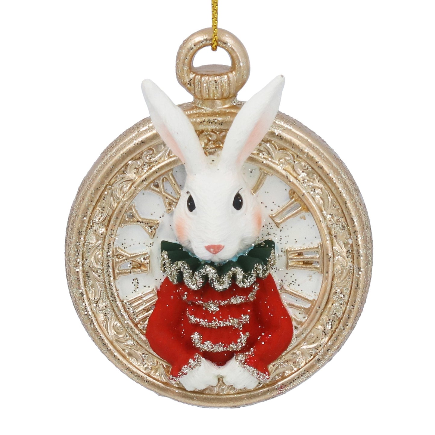 White Rabbit in Pocket Watch Christmas Hanging Decoration