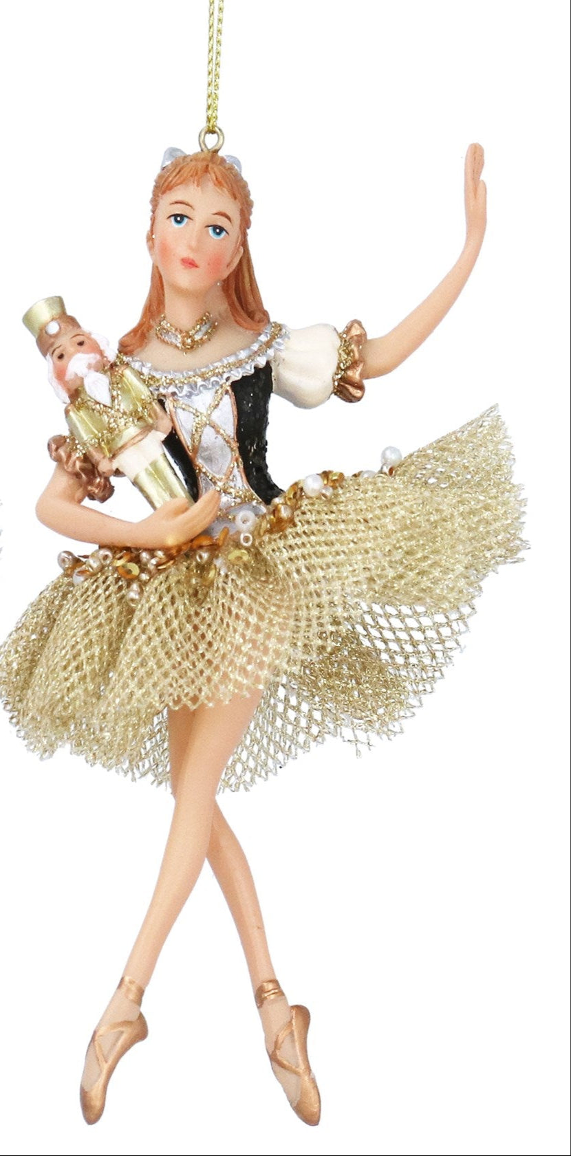 Black and Gold Nutcracker's Clara and Sugar Plum Fairy Hanging Decoration
