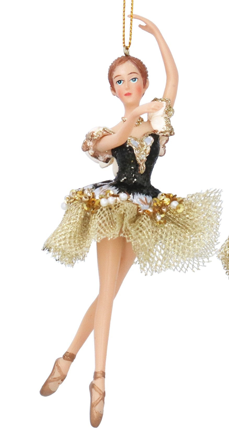 Black and Gold Nutcracker's Clara and Sugar Plum Fairy Hanging Christmas Decoration
