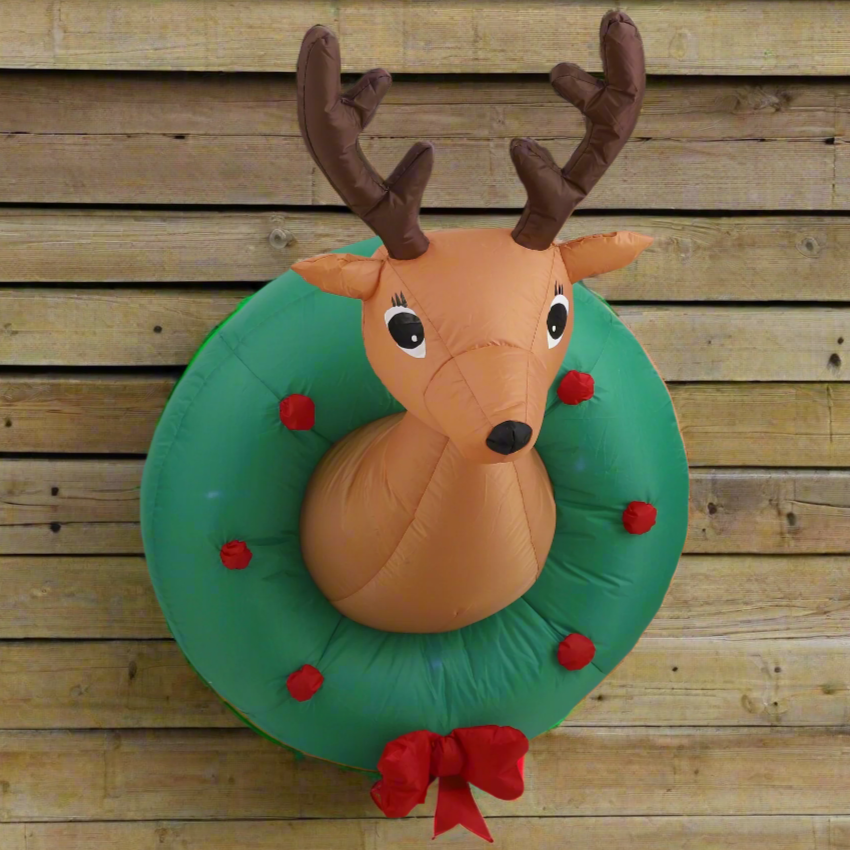 Christmas Reindeer Head Wreath Inflatable Display Decoration
