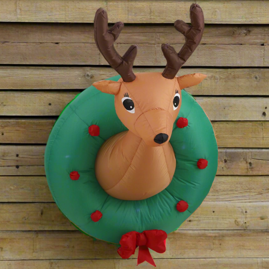 Christmas Reindeer Head Wreath Inflatable Display Decoration