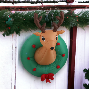 Christmas Reindeer Head Wreath Inflatable Display Decoration