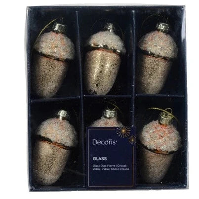 Gold Glass Acorns Christmas Tree Bauble