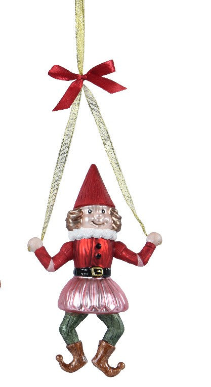 Glass Hanging Jester Decoration