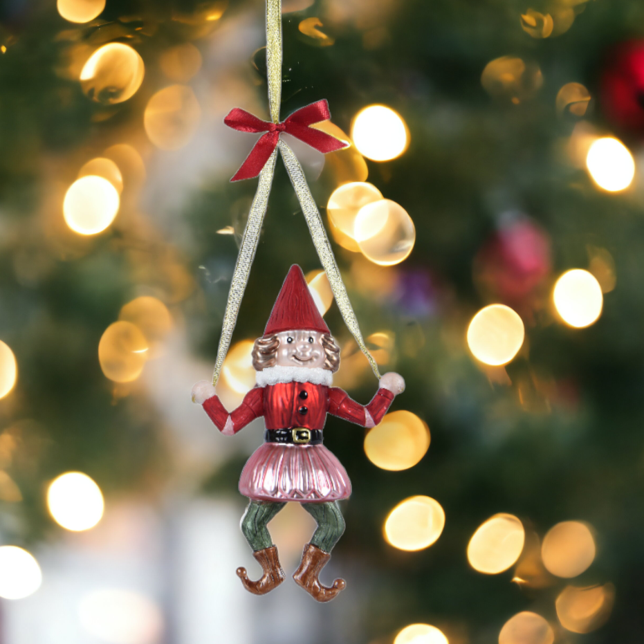 Glass Hanging Jester Decoration