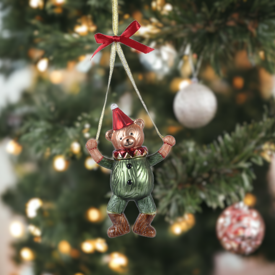 Glass Hanging Teddy Bear Decoration