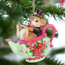 Load image into Gallery viewer, Dormouse in Teapot Hanging Christmas Decoration
