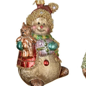 Vintage Style Christmas Bear Glass Tree Ornament