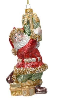 Santa Claus Glass Christmas Tree Ornament