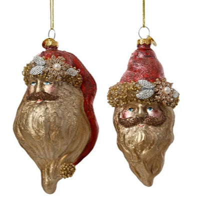 Santa Claus Head Glass Christmas Tree Ornament