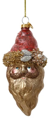 Santa Claus Head Glass Christmas Tree Ornament