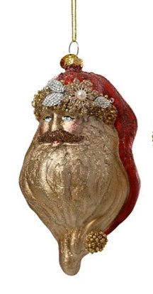 Santa Claus Head Glass Christmas Tree Ornament