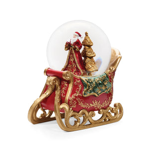Santa in Sleigh Musical Glitter Snow Globe