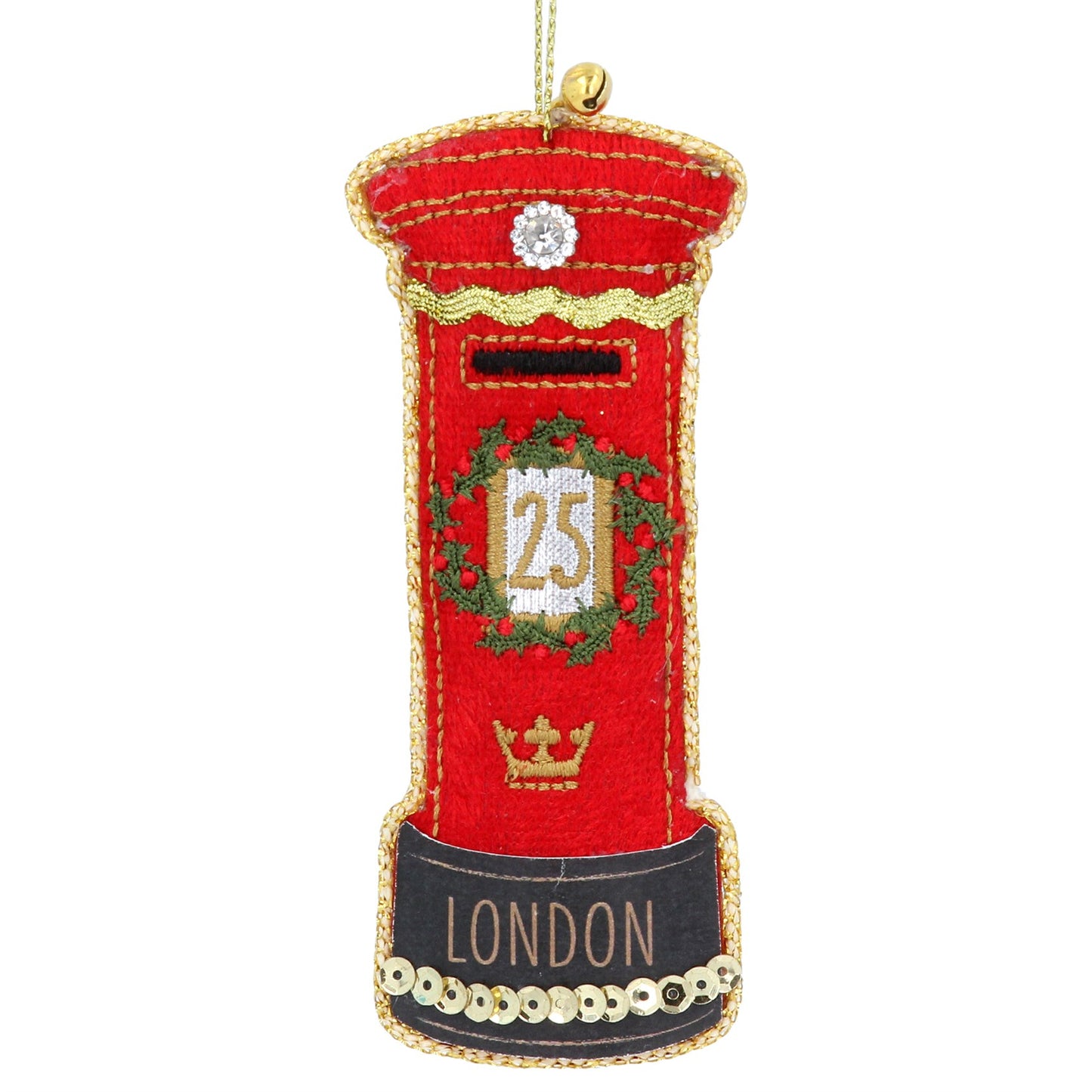 London Post Box Fabric Hanging Christmas Tree Decoration