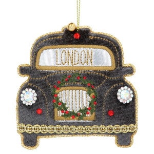 London Taxi Fabric Hanging Christmas Tree Decoration