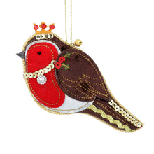 Load image into Gallery viewer, Robin Fabric Hanging Christmas Tree Decoration
