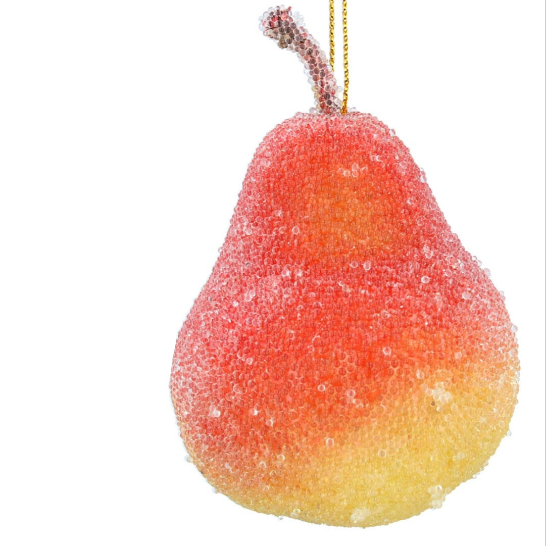 Frosted Apple and Pear Hanging Christmas Decoration
