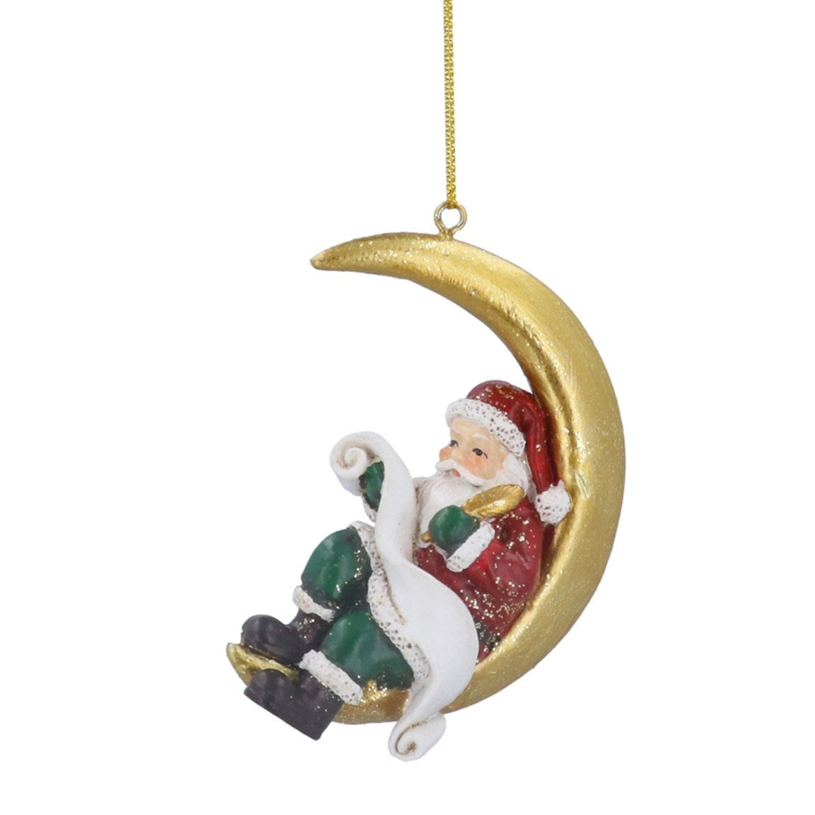 Santa Sitting on Moon Hanging Christmas Decoration