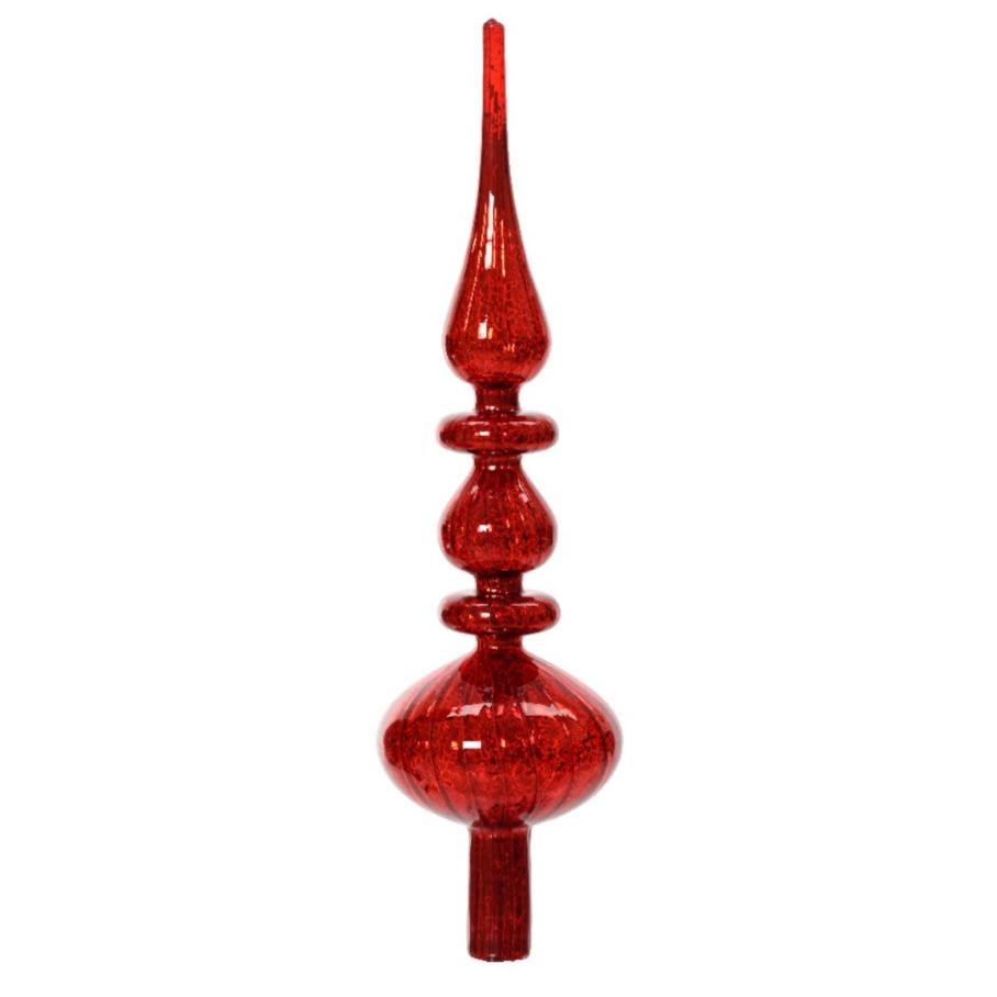 Antique Red Glass Finial Christmas Tree Topper