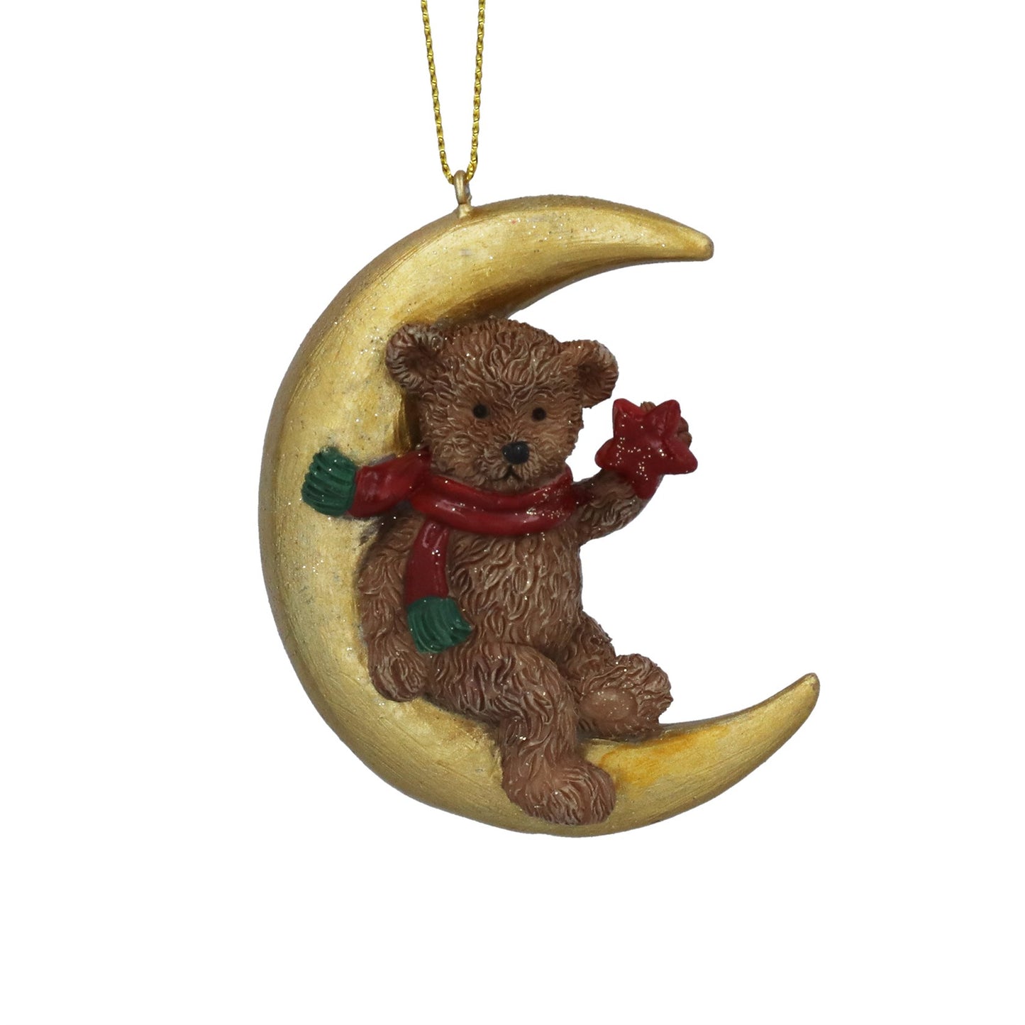 Teddy on Moon Christmas Hanging Decoration