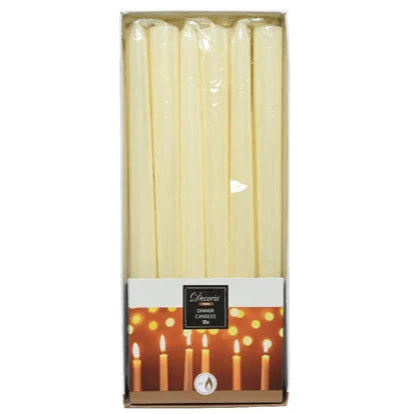 Pack of 12 Cream Wax Dinner Candles