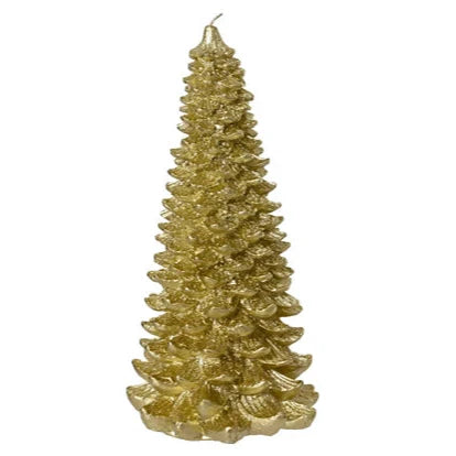 Metallic Gold Christmas Tree Candle 31cm