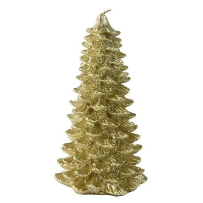 Metallic Gold Christmas Tree Candle 21cm