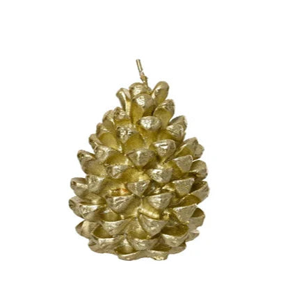 Metallic Gold Pinecone Wax Christmas Candle 9cm