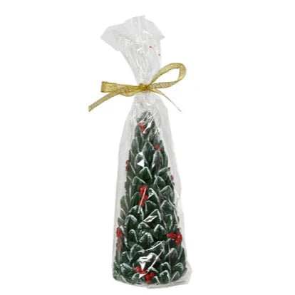 Berry and Leaf Christmas Tree Candle 15cm