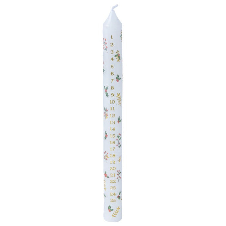 Set of 2 Holly Design Advent Dinner Candles